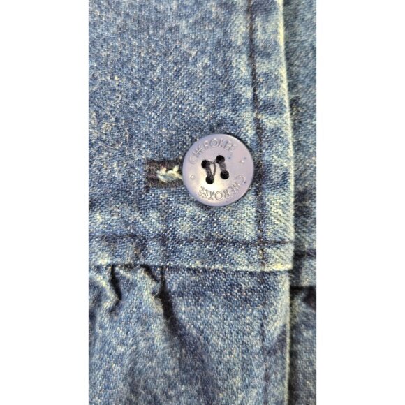 VTG Cherokee Blue Denim Midi Skirt 6 Double Button Front Deep Hip Band 80s 90s - Picture 5 of 10